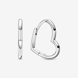 Pandora Asymmetrical Heart Hoop Earrings Sterling Silver | 24859-KOXD