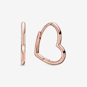 Pandora Asymmetrical Heart Hoop Earrings Rose Gold Plated | 34528-KFGL