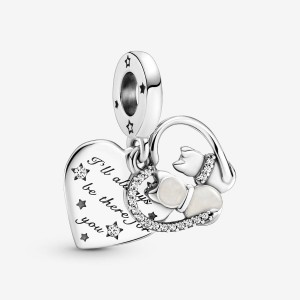 Pandora Cats & Hearts Dangle Charm Sterling Silver | 49613-ZYXI