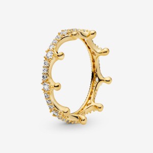 Pandora Clear Sparkling Crown Ring Gold Plated | 63702-WUFK