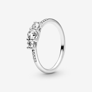 Pandora Clear Three-Stone Ring Sterling Silver | 50914-EXOU