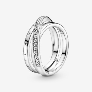 Pandora Crossover Pavé Triple Band Ring Sterling Silver | 46172-DGOZ