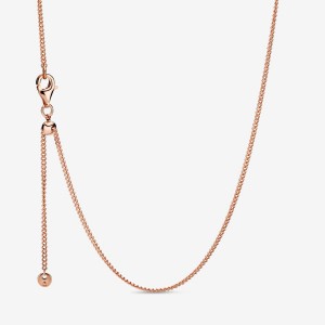 Pandora Curb Chain Necklace Rose Gold Plated | 24816-HYDW