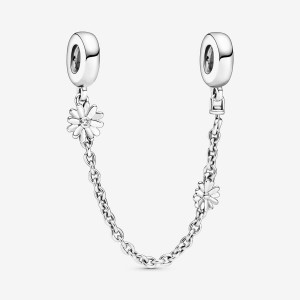 Pandora Daisy Flower Safety Chain Charm Sterling Silver | 96041-UVAG