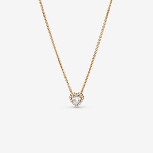 Pandora Elevated Heart Necklace Gold | 60259-BRLI