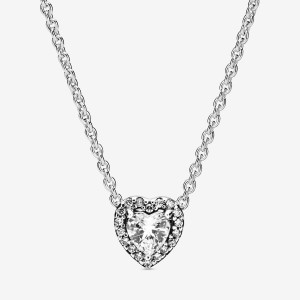 Pandora Elevated Heart Necklace Sterling Silver | 10926-PIBV