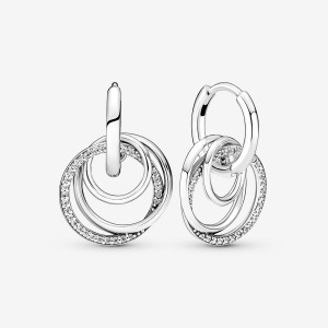 Pandora Family Always Encircled Hoop Earrings Sterling Silver | 24956-SMDE