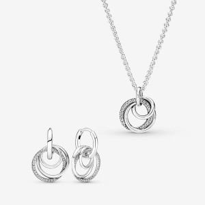 Pandora Family Always Encircled Hoop Earrings and Necklace Set | 60249-CZIH