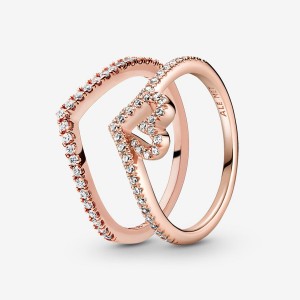 Pandora Full of Love and Sparkle Wishbone Ring Set | 14097-YLSF