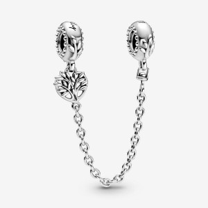 Pandora Heart Family Tree Safety Chain Charm Sterling Silver | 96570-WFUA