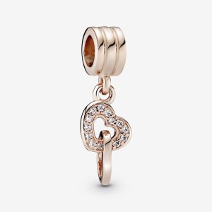 Pandora Interlocking Hearts Dangle Charm Rose Gold Plated | 75163-TAQO