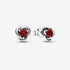 Pandora January Red Eternity Circle Stud Earrings Sterling Silver | 30725-CIPA