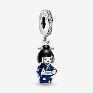 Pandora Japanese Doll in Blue Kimono Dangle Charm Sterling Silver | 61037-DNYC