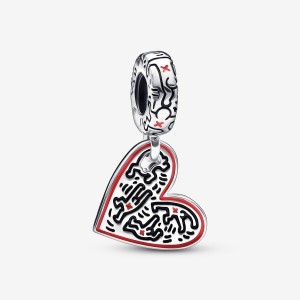 Pandora Keith Haring™ x Line Art People Heart Dangle Charm Sterling Silver | 17853-PIMR