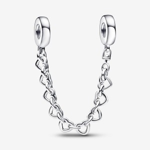 Pandora Linked Hearts Safety Chain Sterling Silver | 61745-SHFT