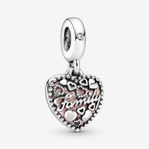 Pandora Love Makes A Family Heart Dangle Charm Sterling Silver | 78531-YZES