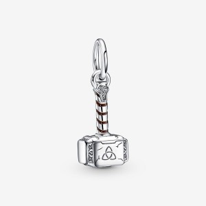 Pandora Marvel The Avengers Thor's Hammer Dangle Charm Sterling Silver | 04231-ZBNE