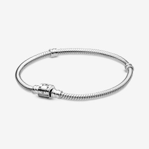 Pandora Moments Barrel Clasp Snake Chain Bracelet Sterling Silver | 35260-AGFD