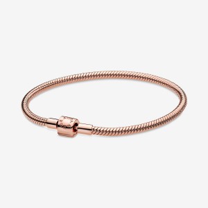 Pandora Moments Barrel Clasp Snake Chain Bracelet Rose Gold Plated | 87619-KCEB