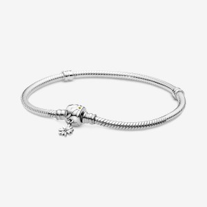 Pandora Moments Daisy Flower Clasp Snake Chain Bracelet Sterling Silver | 59612-JMSO