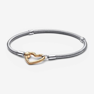 Pandora Moments Heart Closure Snake Chain Bracelet Two-tone | 21978-EAKX