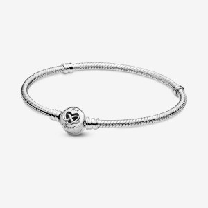 Pandora Moments Heart Infinity Clasp Snake Chain Bracelet Sterling Silver | 48975-ZUMO