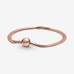 Pandora Moments Multi Snake Chain Bracelet Rose Gold Plated | 37405-TEFU