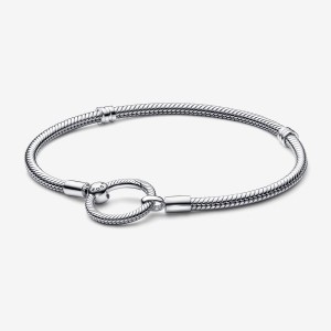 Pandora Moments O Closure Snake Chain Bracelet Sterling Silver | 02941-XBST