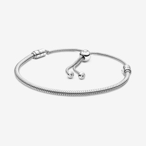 Pandora Moments Snake Chain Slider Bracelet Sterling Silver | 30857-VJAL