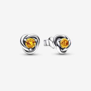 Pandora November Honey Eternity Circle Stud Earrings Sterling Silver | 67130-XFEZ