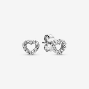 Pandora Open Heart Stud Earrings Sterling Silver | 31407-BHOD