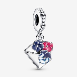 Pandora Pansy Flower Envelope Dangle Charm Sterling Silver | 41239-ZLMA