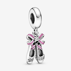 Pandora Pink Ballerina Shoes Dangle Charm Sterling Silver | 42587-IFKR