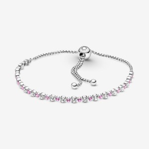 Pandora Pink & Clear Sparkle Slider Bracelet Sterling Silver | 73512-BDPR