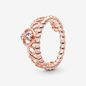 Pandora Princess Tiara Crown Ring Rose Gold Plated | 04589-AQXY