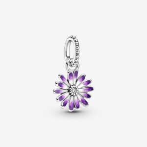 Pandora Purple Daisy Dangle Charm Sterling Silver | 56947-VPWC