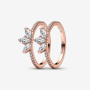 Pandora Rose gold-plated Herbarium Cluster Ring Set | 26085-WJHY