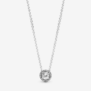 Pandora Round Sparkle Halo Necklace Sterling Silver | 20164-GVOQ