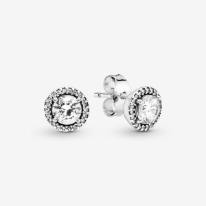 Pandora Round Sparkle Stud Earrings Sterling Silver | 85314-JPIY