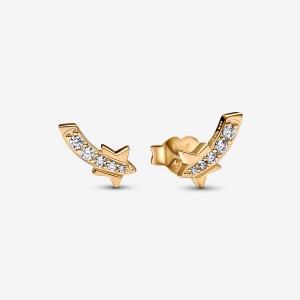 Pandora Shooting Star Pavé Stud Earrings Gold Plated | 56709-MRSD