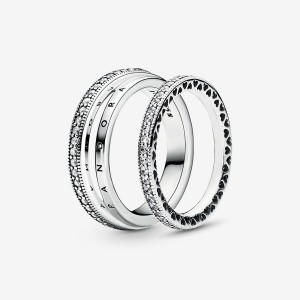 Pandora Signature Classic Ring Set Sterling Silver | 68173-MXGN