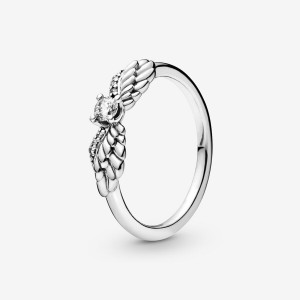 Pandora Sparkling Angel Wings Ring Sterling Silver | 28369-LNDZ