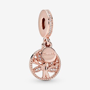 Pandora Sparkling Family Tree Dangle Charm Rose Gold Plated | 34516-XBMO