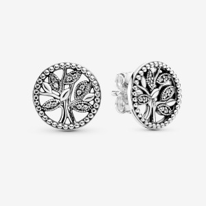 Pandora Sparkling Family Tree Stud Earrings Sterling Silver | 38540-BMJC