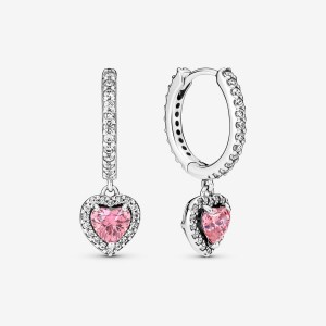 Pandora Sparkling Halo Heart Hoop Earrings Sterling Silver | 43862-HGLD