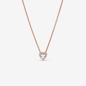 Pandora Sparkling Heart Collier Necklace Rose Gold Plated | 19540-MTWB