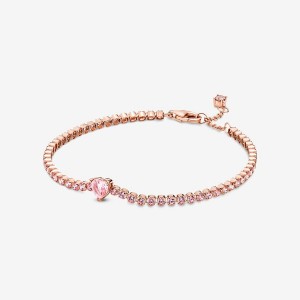 Pandora Sparkling Heart Tennis Bracelet Rose Gold Plated | 84903-NIUR