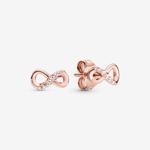 Pandora Sparkling Infinity Stud Earrings Rose Gold Plated | 34025-XRLM