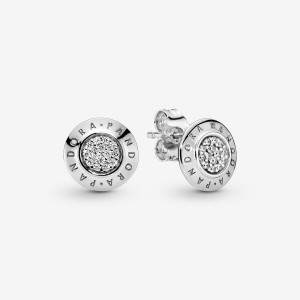 Pandora Sparkling Logo Stud Earrings Sterling Silver | 35274-DRGN