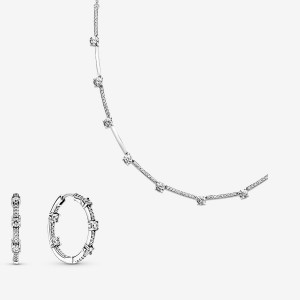 Pandora Sparkling Pavé Bars Earring and Necklace Set | 05278-CLDB